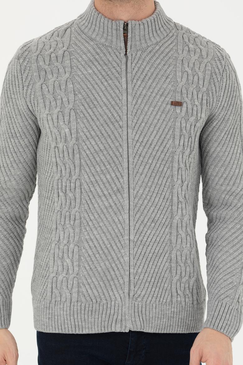 Erkek Gri Melanj Triko Hırka - 50270978024