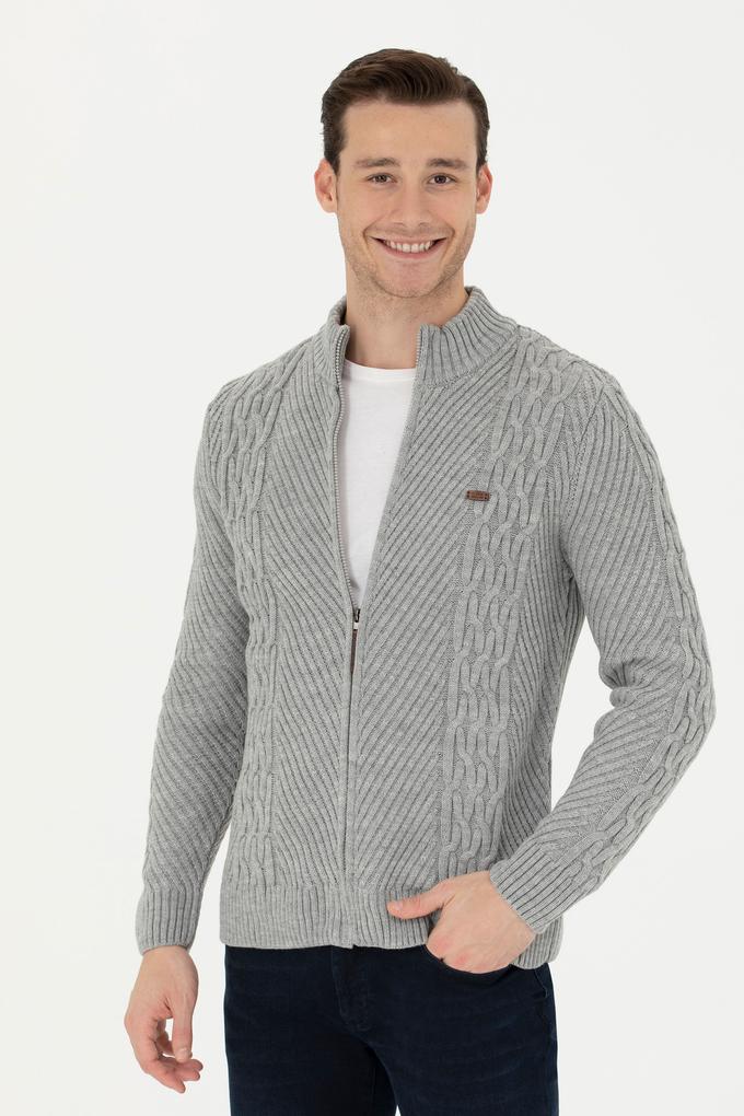 Erkek Gri Melanj Triko Hırka