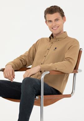 Erkek Açık Haki Uzun Kollu Basic Gömlek - 50271269116