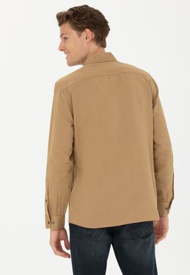 Erkek Açık Haki Uzun Kollu Basic Gömlek - 50271269116