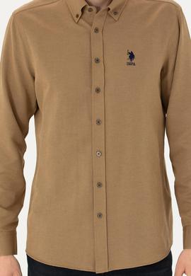 Erkek Açık Haki Uzun Kollu Basic Gömlek - 50271269116