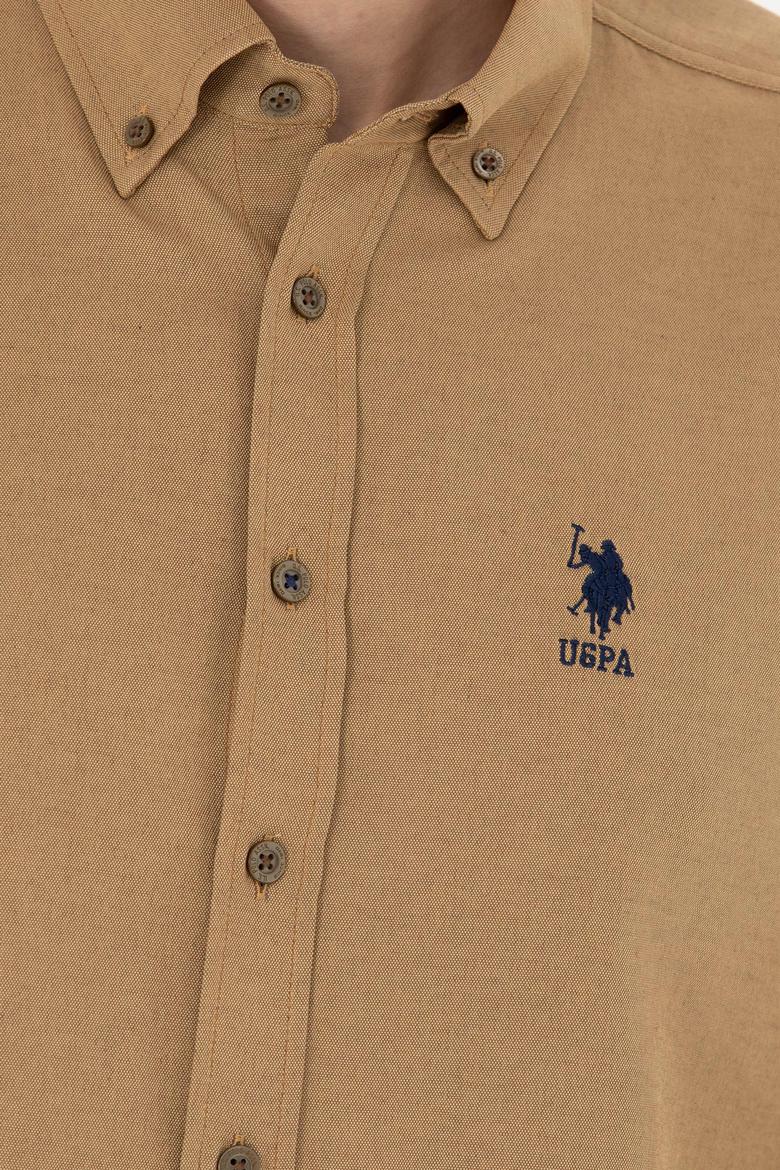 Erkek Açık Haki Uzun Kollu Basic Gömlek - 50271269116