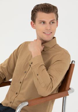 Erkek Açık Haki Uzun Kollu Basic Gömlek - 50271269116