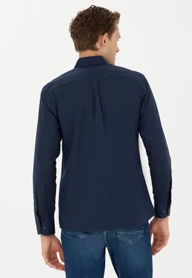 Erkek Lacivert Uzun Kollu Basic Gömlek - 50271274021