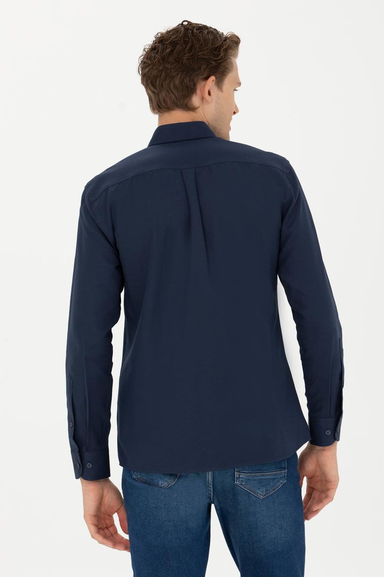 Erkek Lacivert Uzun Kollu Basic Gömlek - 50271274021
