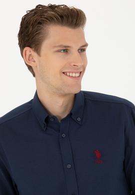 Erkek Lacivert Uzun Kollu Basic Gömlek - 50271274021