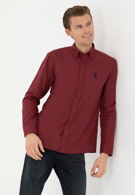 Erkek Bordo Uzun Kollu Basic Gömlek - 50271274053