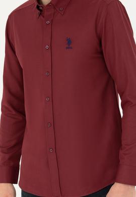 Erkek Bordo Uzun Kollu Basic Gömlek - 50271274053