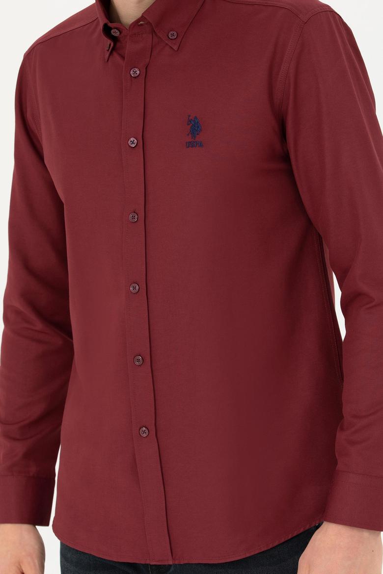 Erkek Bordo Uzun Kollu Basic Gömlek - 50271274053