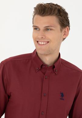 Erkek Bordo Uzun Kollu Basic Gömlek - 50271274053