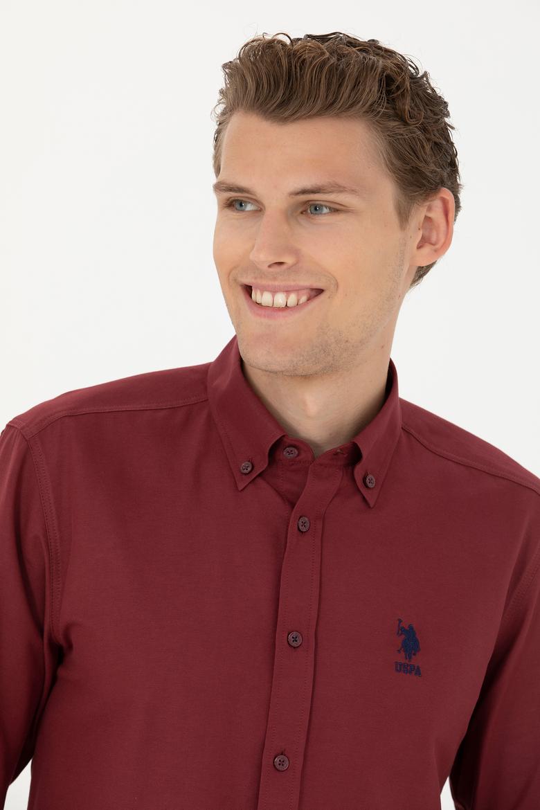 Erkek Bordo Uzun Kollu Basic Gömlek - 50271274053