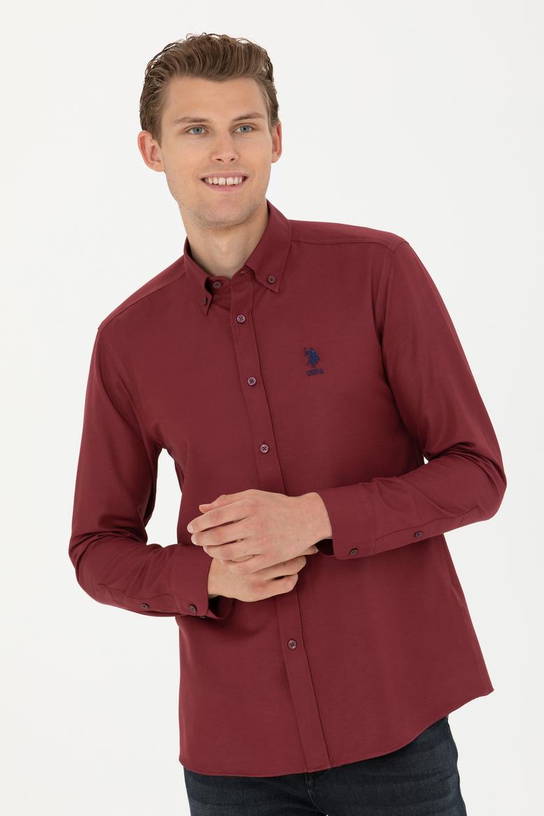 Erkek Bordo Uzun Kollu Basic Gömlek - 50271274053
