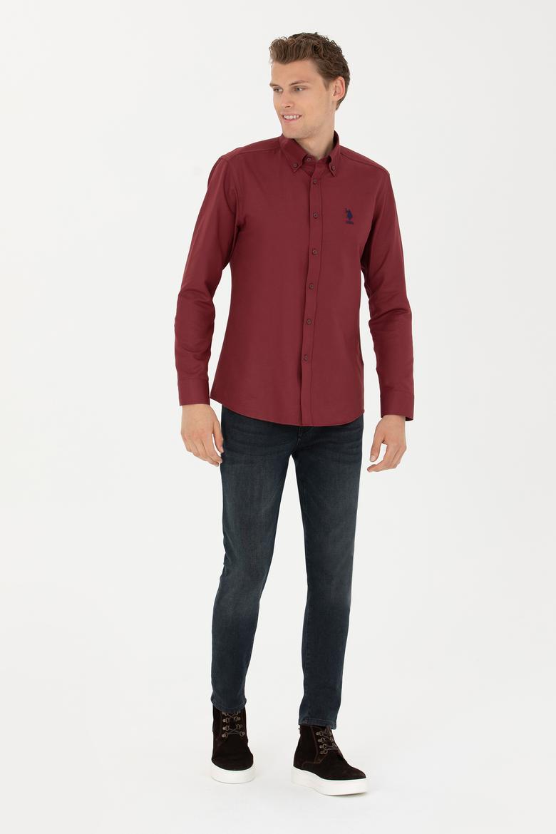 Erkek Bordo Uzun Kollu Basic Gömlek - 50271274053