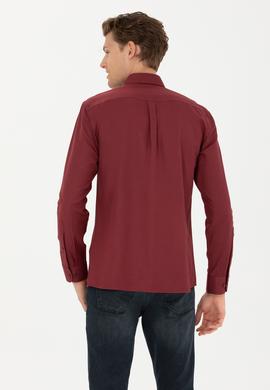 Erkek Bordo Uzun Kollu Basic Gömlek - 50271274053