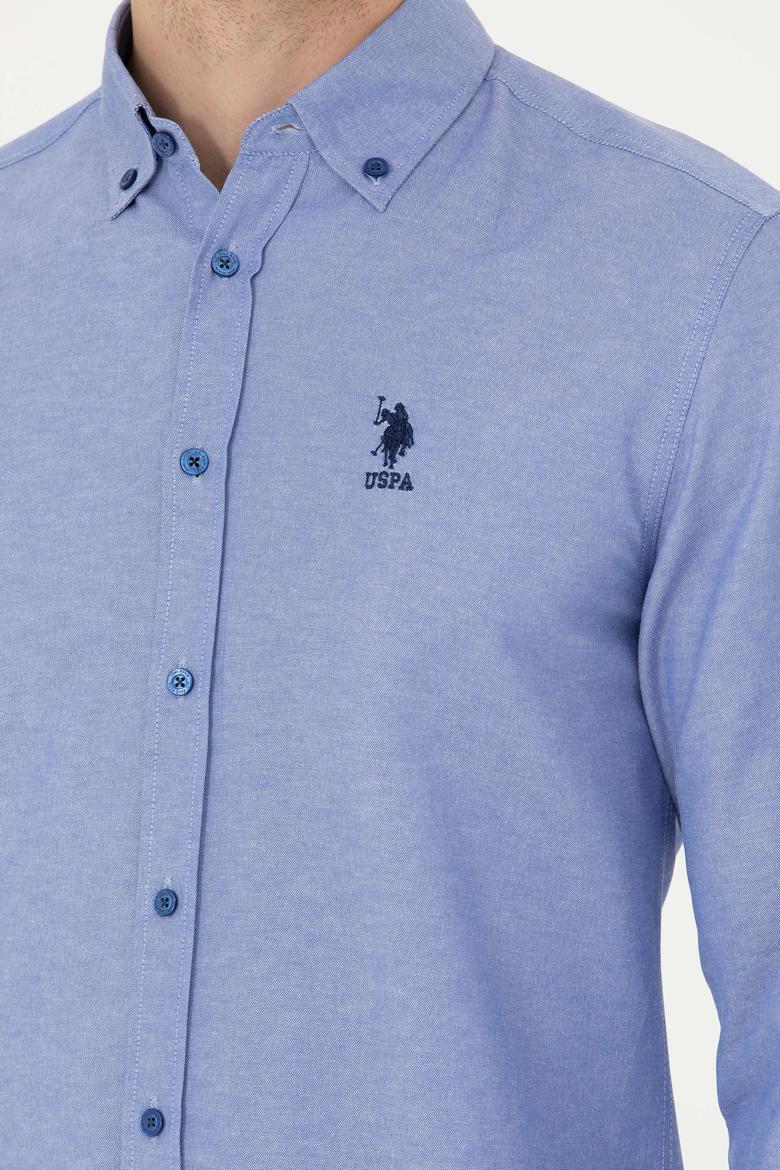 Erkek Saks Uzun Kollu Basic Gömlek - 50271274069