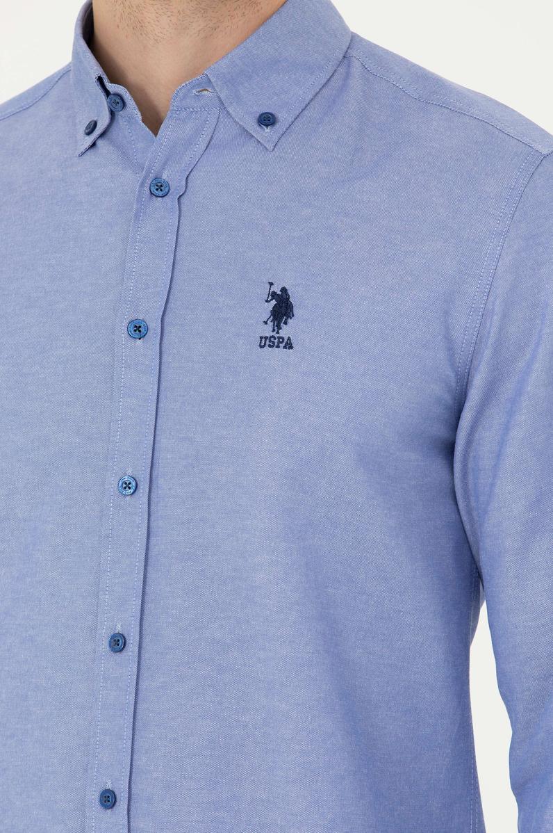 Erkek Saks Uzun Kollu Basic Gömlek