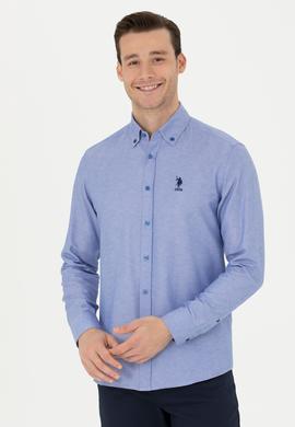 Erkek Saks Uzun Kollu Basic Gömlek - 50271274069