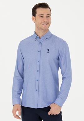 Erkek Saks Uzun Kollu Basic Gömlek - 50271274069