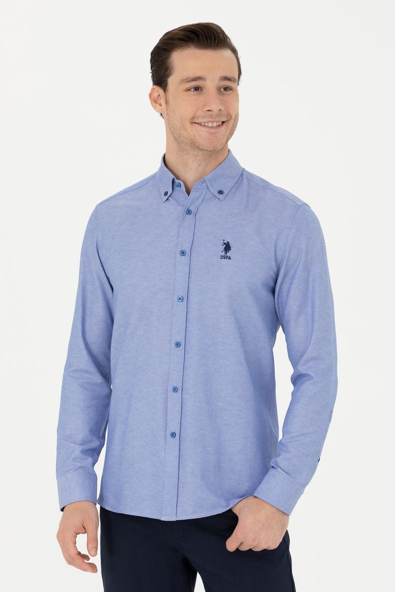 Erkek Saks Uzun Kollu Basic Gömlek - 50271274069