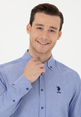 Erkek Saks Uzun Kollu Basic Gömlek - 50271274069