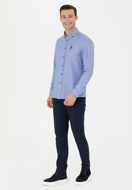 Erkek Saks Uzun Kollu Basic Gömlek - 50271274069