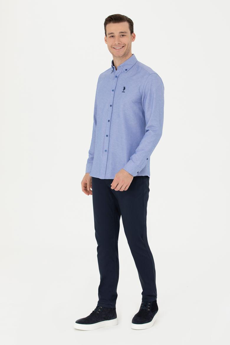 Erkek Saks Uzun Kollu Basic Gömlek - 50271274069