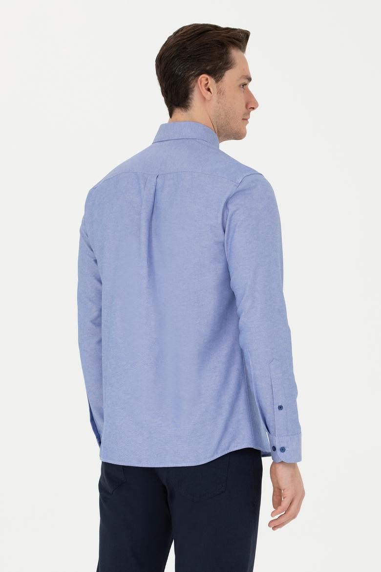 Erkek Saks Uzun Kollu Basic Gömlek - 50271274069