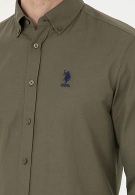 Erkek Haki Uzun Kollu Basic Gömlek - 50271274077