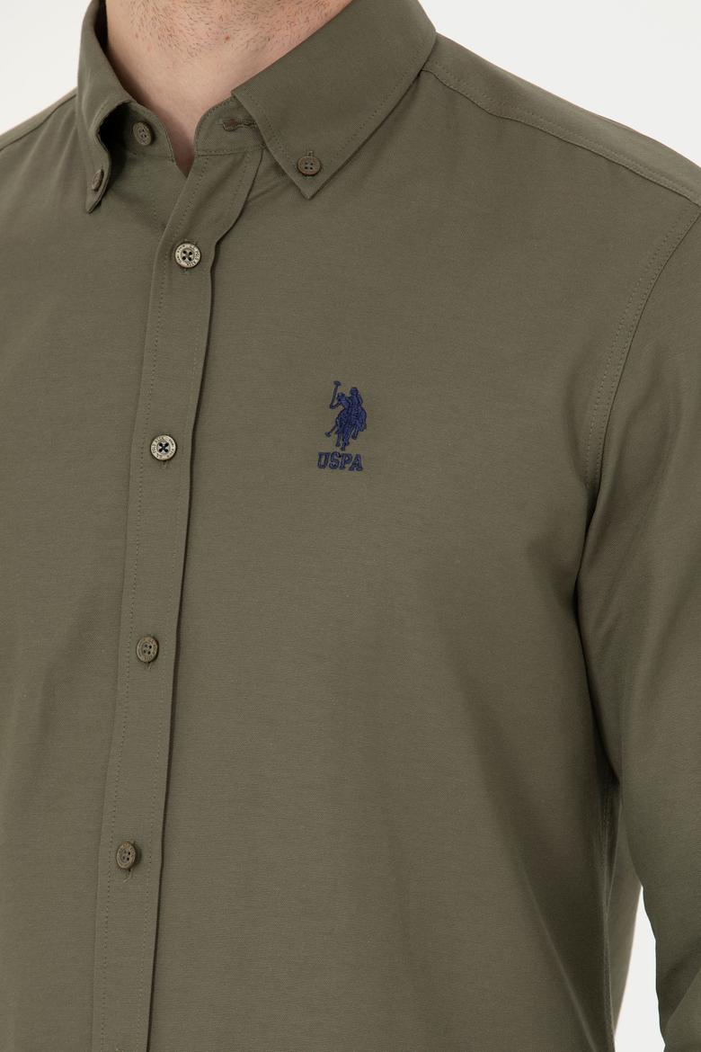 Erkek Haki Uzun Kollu Basic Gömlek - 50271274077