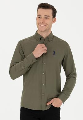 Erkek Haki Uzun Kollu Basic Gömlek - 50271274077