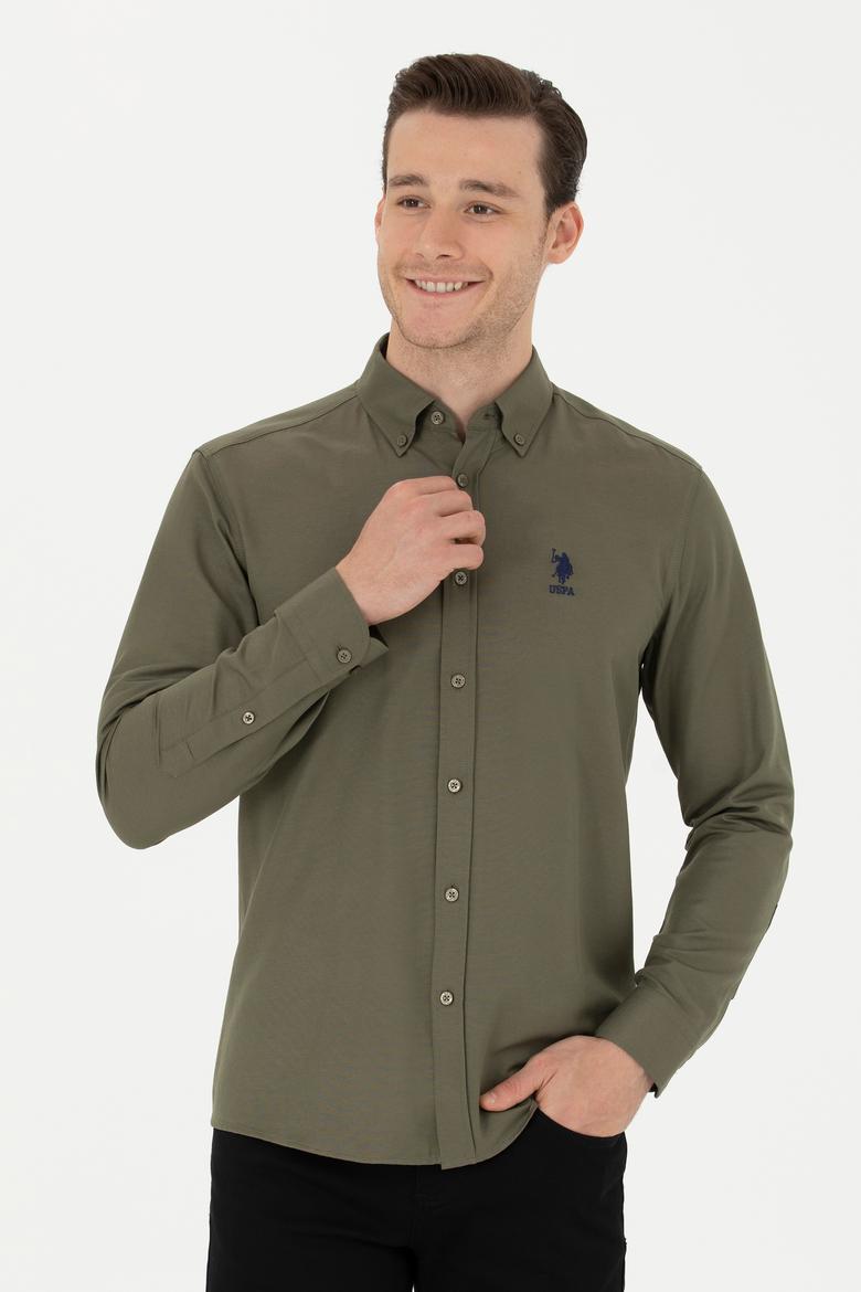 Erkek Haki Uzun Kollu Basic Gömlek - 50271274077