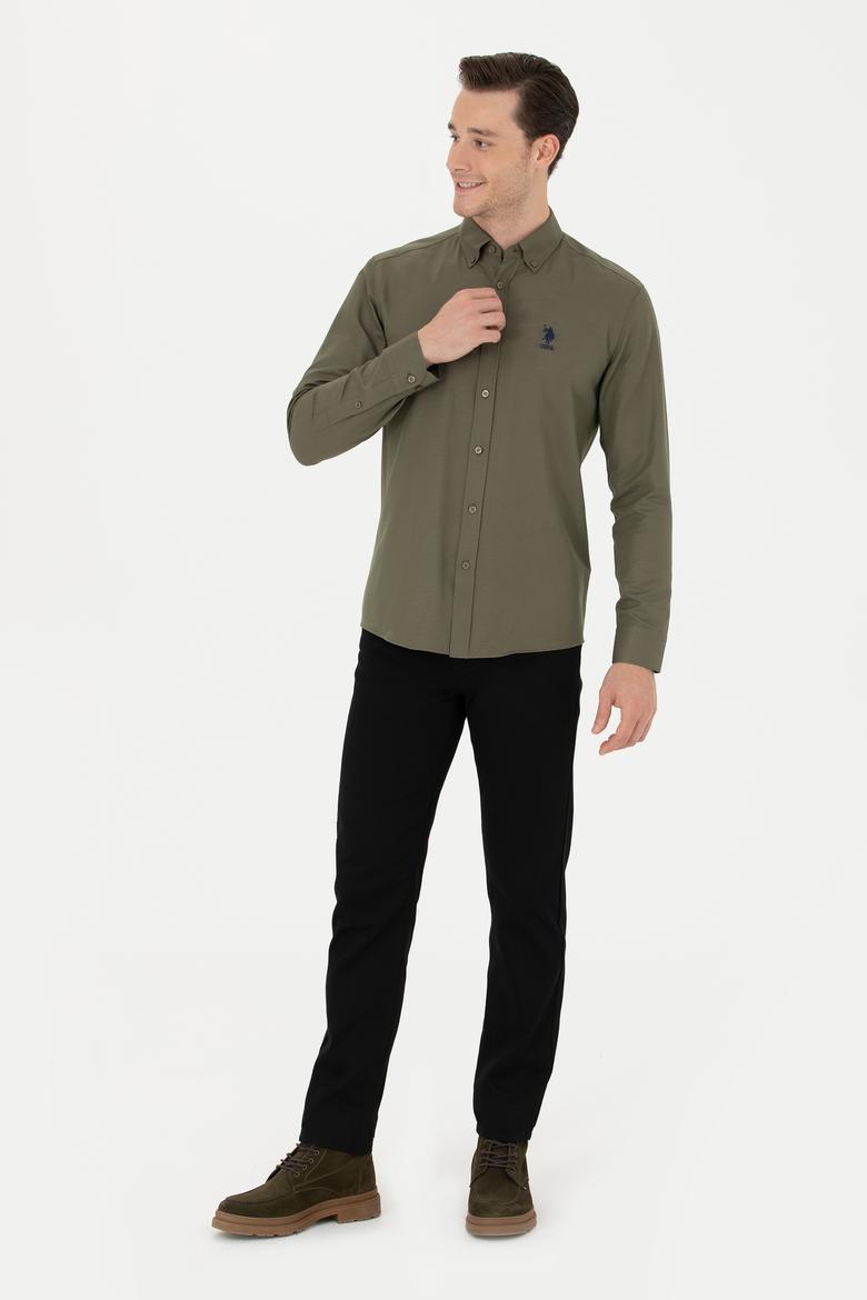 Erkek Haki Uzun Kollu Basic Gömlek - 50271274077