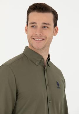 Erkek Haki Uzun Kollu Basic Gömlek - 50271274077