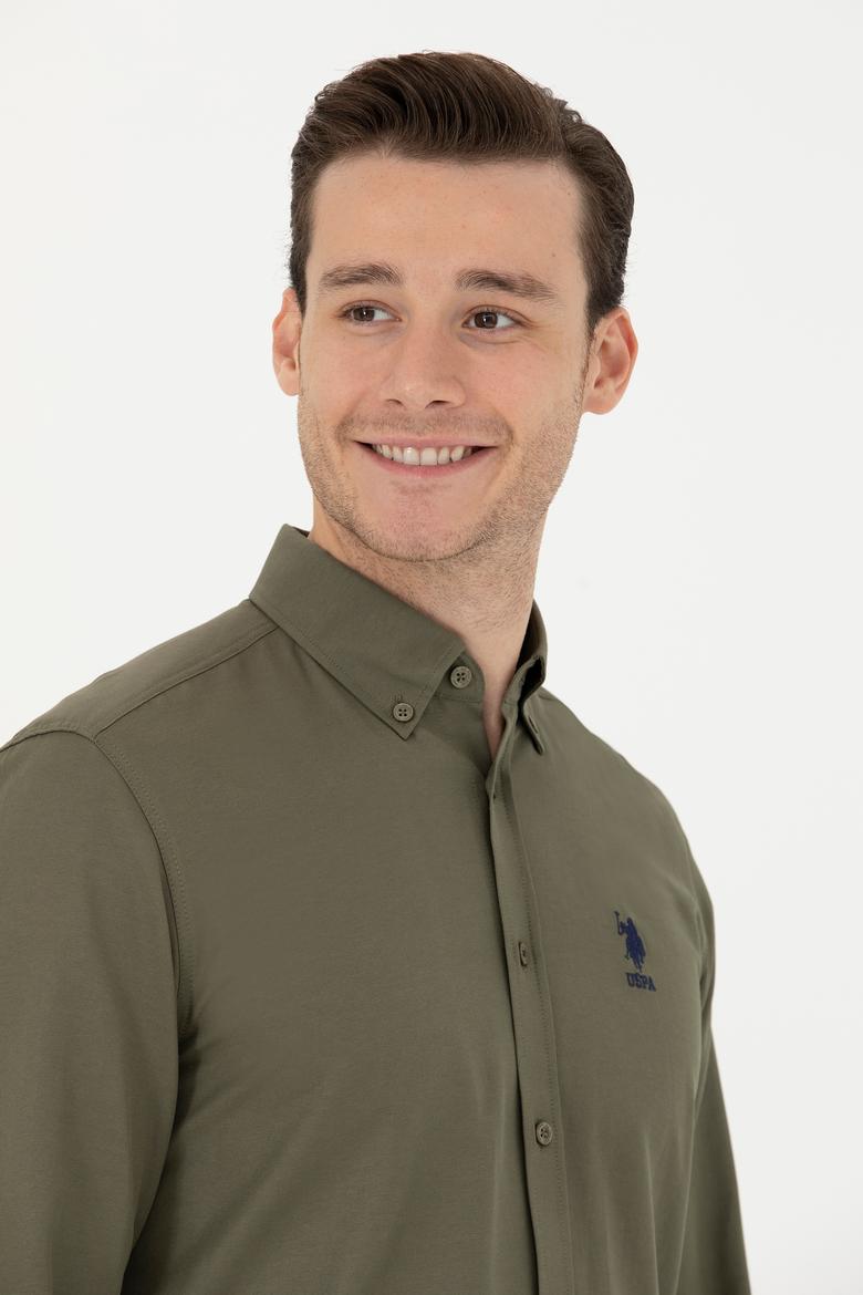 Erkek Haki Uzun Kollu Basic Gömlek - 50271274077