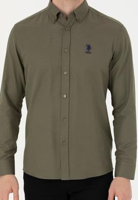 Erkek Haki Uzun Kollu Basic Gömlek - 50271274077