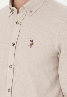 Erkek Bej Uzun Kollu Basic Gömlek - 50271275202