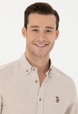 Erkek Bej Uzun Kollu Basic Gömlek - 50271275202