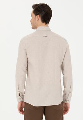 Erkek Bej Uzun Kollu Basic Gömlek - 50271275202