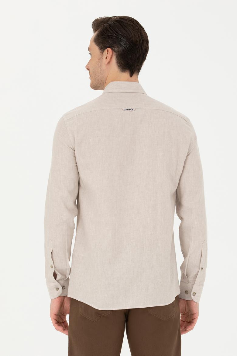 Erkek Bej Uzun Kollu Basic Gömlek - 50271275202