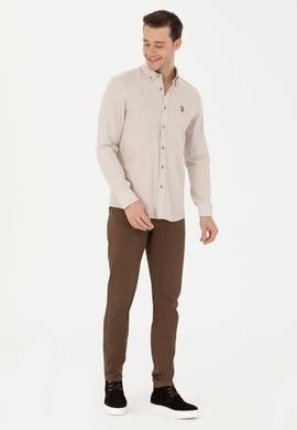 Erkek Bej Uzun Kollu Basic Gömlek - 50271275202
