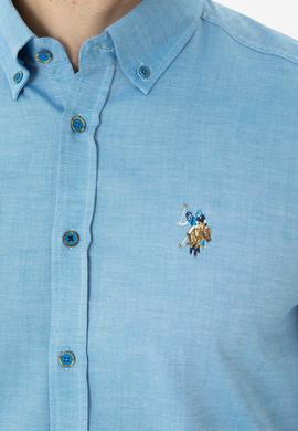 Erkek Kobalt Mavi Uzun Kollu Basic Gömlek - 50271276069