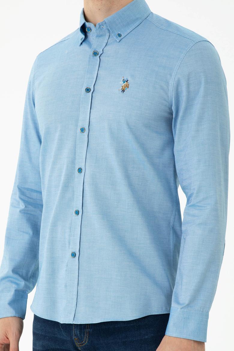 Erkek Kobalt Mavi Uzun Kollu Basic Gömlek - 50271276069