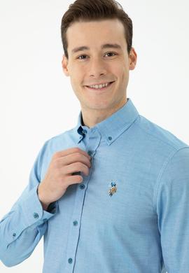 Erkek Kobalt Mavi Uzun Kollu Basic Gömlek - 50271276069