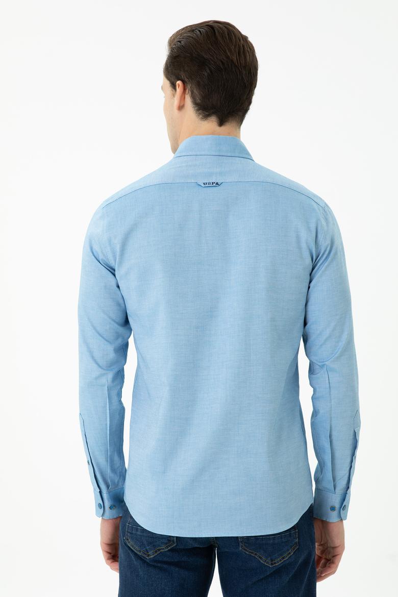 Erkek Kobalt Mavi Uzun Kollu Basic Gömlek - 50271276069