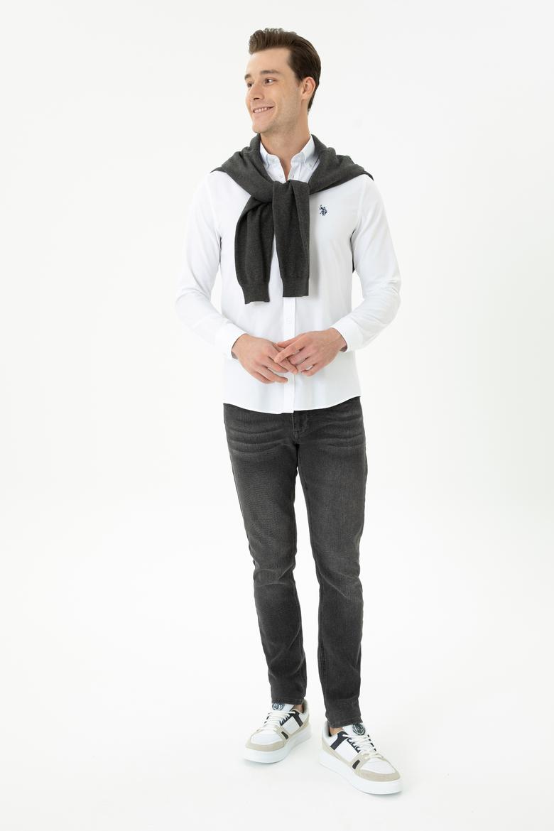 Erkek Beyaz Uzun Kollu Basic Gömlek - 50271278015