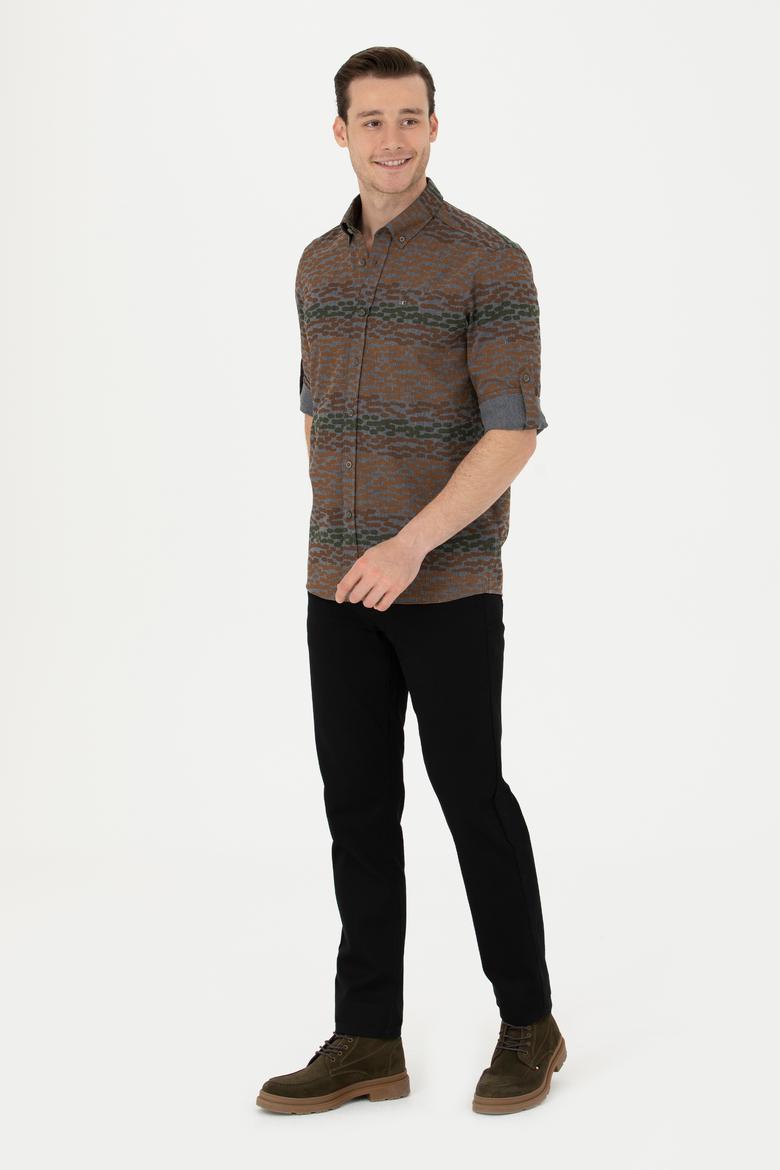 Erkek Slim Fit Siyah Kanvas Pantolon - 50271429140