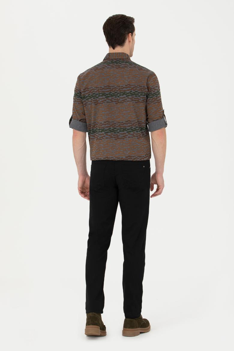 Erkek Slim Fit Siyah Kanvas Pantolon - 50271429140