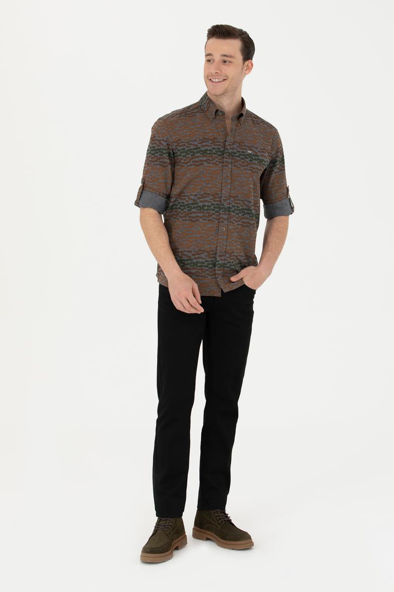 Erkek Slim Fit Siyah Kanvas Pantolon