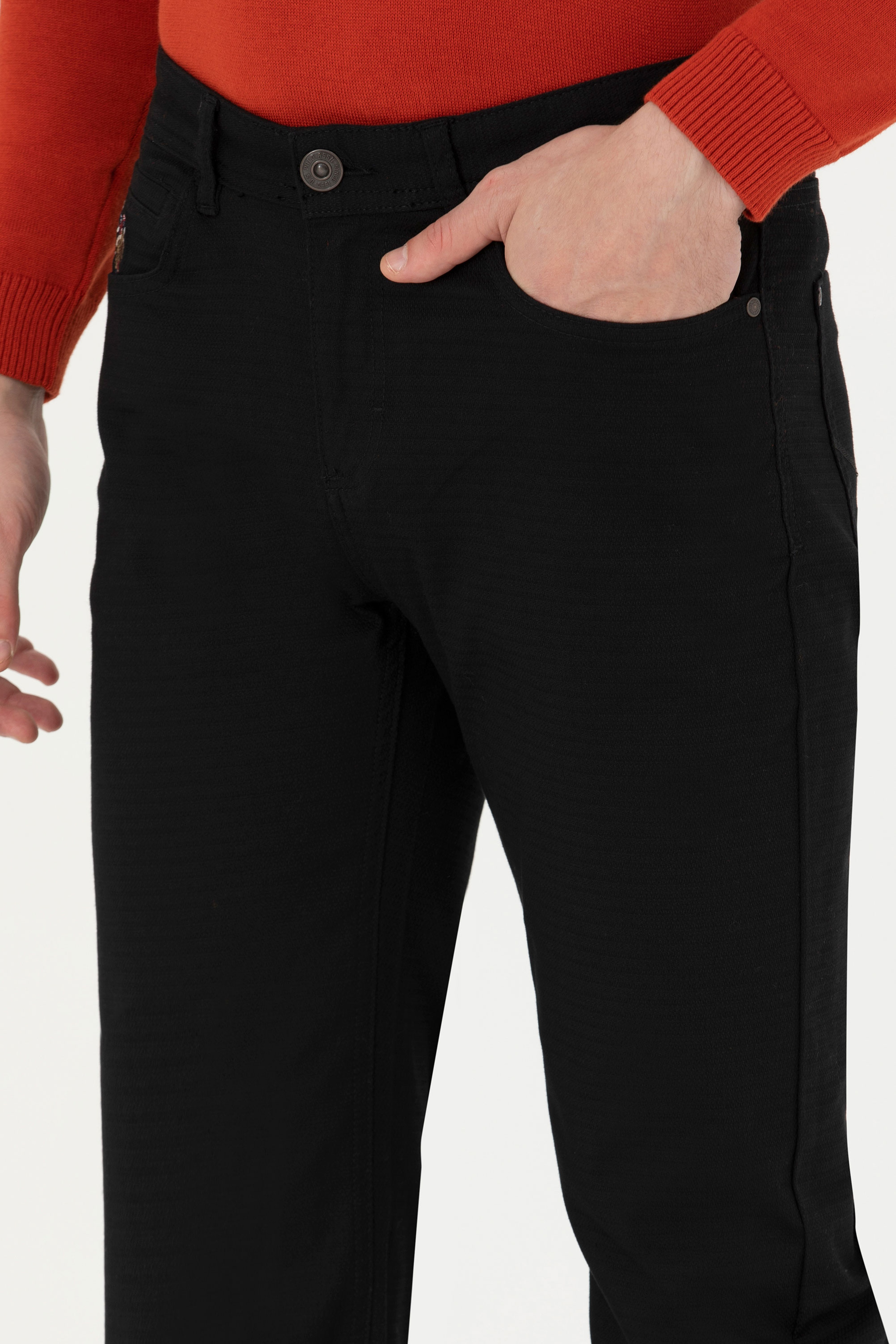 Erkek Regular Fit Siyah Kanvas Pantolon - Image 5
