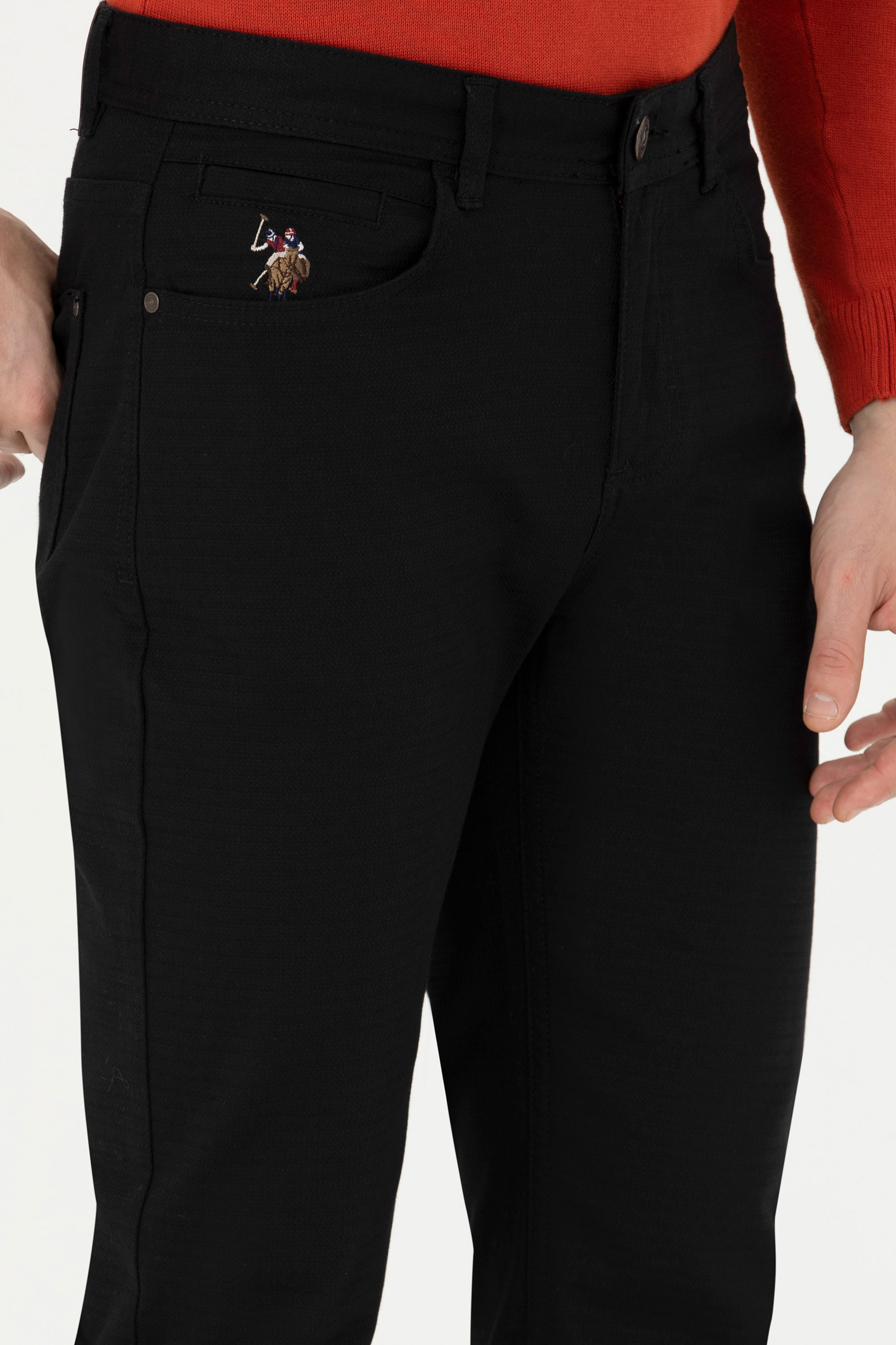 Erkek Regular Fit Siyah Kanvas Pantolon - Image 6